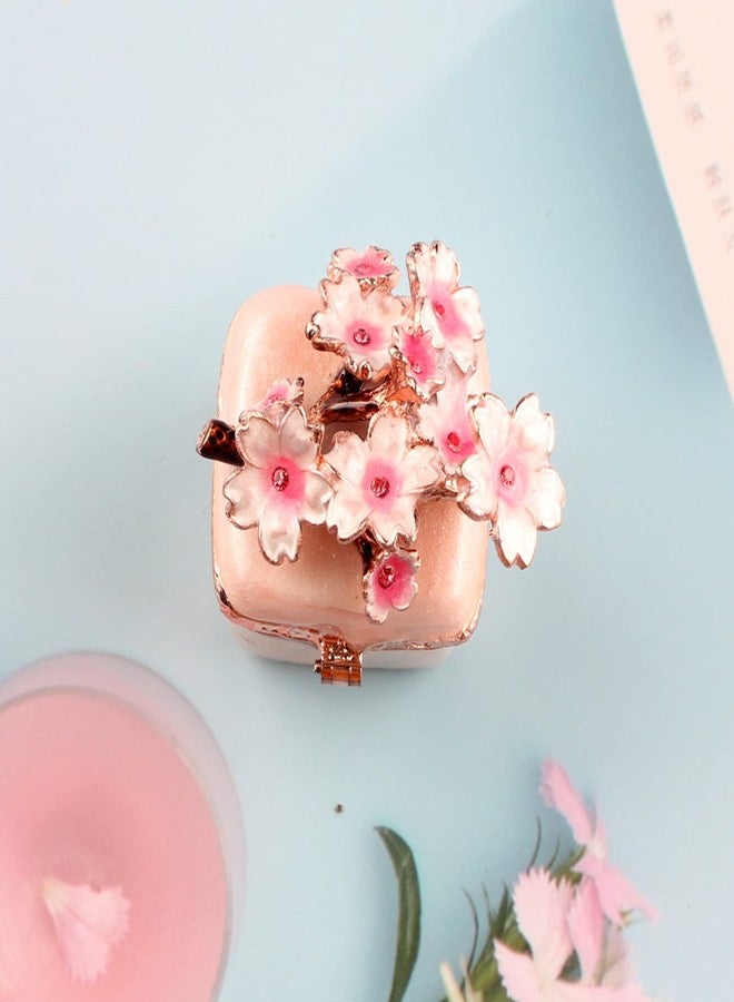 Xinkulas Cute Mini Cherry Blossoms Decorative Trinket Jewelry Box Ring Necklace Keepsake Case (Pink) - Image 4